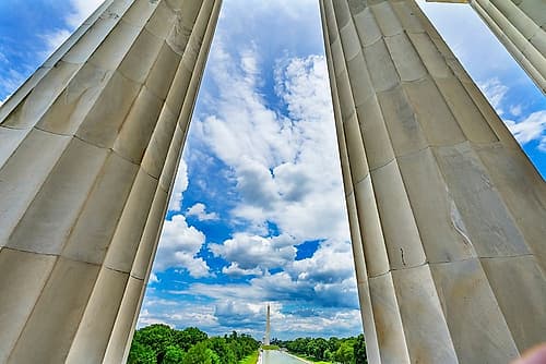 Tall white columns-Lincoln Memorial-Washington DC-Dedicated 1922 Travel Print